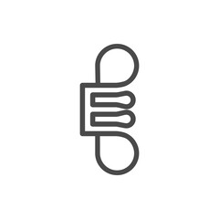 Monogram of the letter E and balloon. Abstract, outline and elegant.