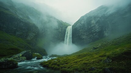 Fototapeta premium Waterfall in the middle of the forest.