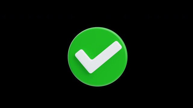 3D Animation of Green Check Mark Confirmation