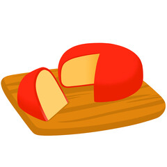 Cheese Wheel on a wooden Board Illustration