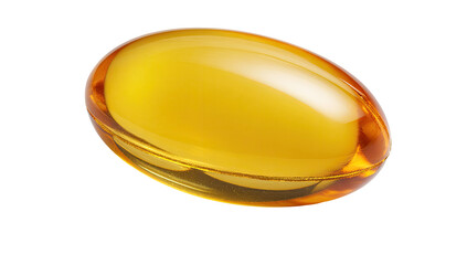 Golden oval pill, glossy, isolated