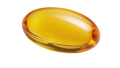 Golden oval pill, glossy, isolated