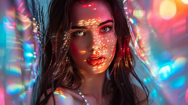 Beautiful Female Model Inside a Crystalline Structure.