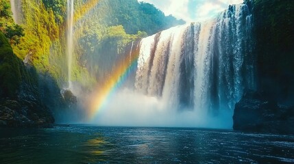 Waterfall in the middle of the forest.