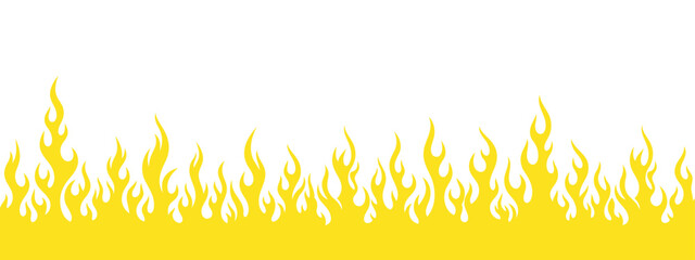 Yellow flame pattern on a white background, featuring stylized flames 