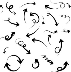 Collection hand drawn arrows. Doodle arrow set. Arrow mark icons.