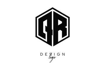 QR Polygon Monogram Logo – Modern Hexagon Shield Emblem for Creative Branding & Identity Design