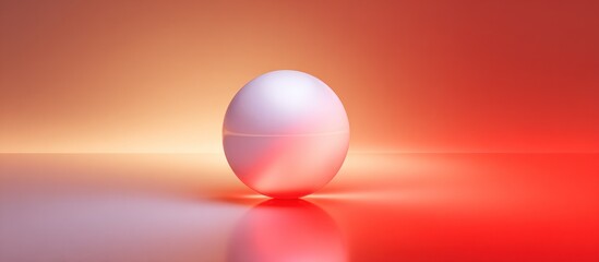 Sphere on reflective surface, glowing warm tones from yellow to red background