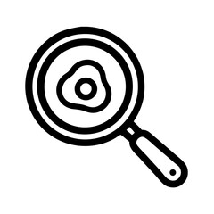 Frying pan with egg icon, black outline (Black Vector / Illustration Style)