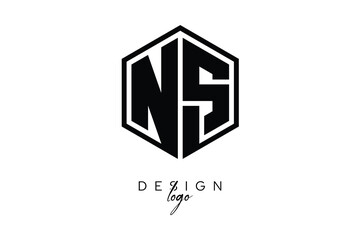 NS Polygon Monogram Logo – Modern Hexagon Shield Emblem for Creative Branding & Identity Design