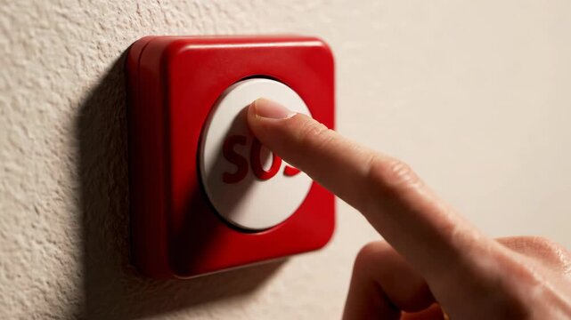 Red Sos Button on a Wall Suggests a Crisis Requiring Immediate Help or Assistance