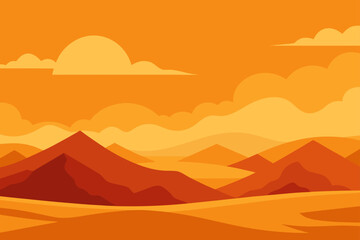 Obraz premium Desert Sky With Blazing Golden Sunset Tones