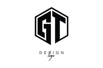 GT Polygon Monogram Logo – Modern Hexagon Shield Emblem for Creative Branding & Identity Design