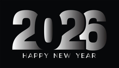 Elegant Happy New Year 2026 Typography on Dark Background