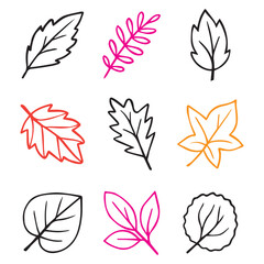 Fototapeta premium Hand Drawn Fall Leaves SVG Bundle