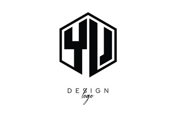 YU Polygon Monogram Logo – Modern Hexagon Shield Emblem for Creative Branding & Identity Design