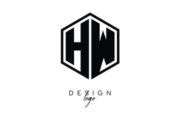 HW Polygon Monogram Logo – Modern Hexagon Shield Emblem for Creative Branding & Identity Design