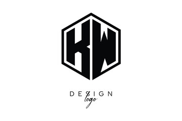 KW Polygon Monogram Logo – Modern Hexagon Shield Emblem for Creative Branding & Identity Design