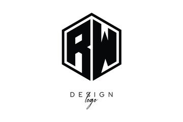 RW Polygon Monogram Logo – Modern Hexagon Shield Emblem for Creative Branding & Identity Design