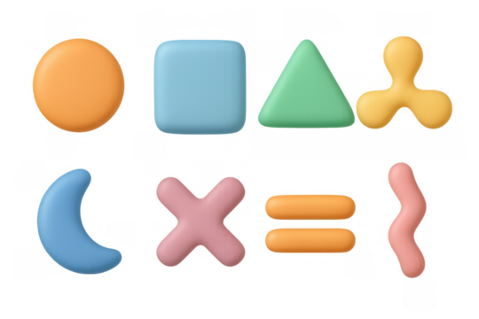 Colorful geometric shape collection in 3d style for modern design