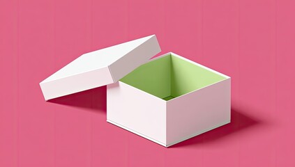 Open white box on pink background