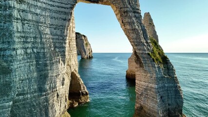 Aerial view of Etretat cliffs in France showcasing stunning natural beauty and coastal landscape - Powered by Adobe