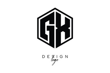 GX Polygon Monogram Logo – Modern Hexagon Shield Emblem for Creative Branding & Identity Design