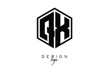 QX Polygon Monogram Logo – Modern Hexagon Shield Emblem for Creative Branding & Identity Design