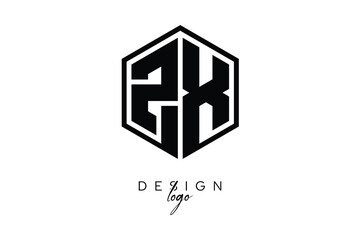 ZK Polygon Monogram Logo – Modern Hexagon Shield Emblem for Creative Branding & Identity Design