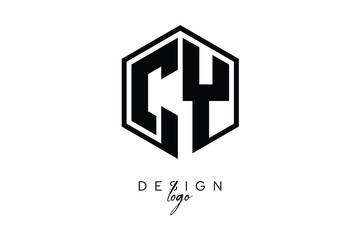 CY Polygon Monogram Logo – Modern Hexagon Shield Emblem for Creative Branding & Identity Design