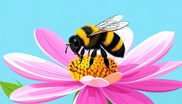 Bumblebee pollinating pink flower