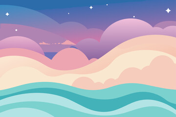 Dreamy Pastel Ocean Waves Background