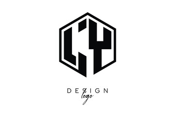 LY Polygon Monogram Logo – Modern Hexagon Shield Emblem for Creative Branding & Identity Design