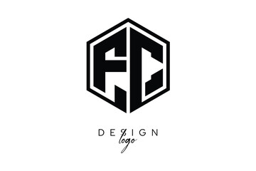 FC Polygon Monogram Logo – Modern Hexagon Shield Emblem for Creative Branding & Identity Design