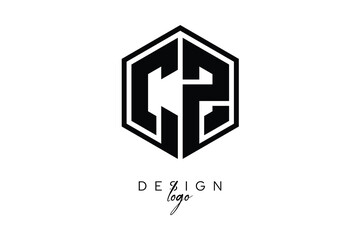 CZ Polygon Monogram Logo – Modern Hexagon Shield Emblem for Creative Branding & Identity Design