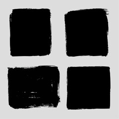 set of black and white paint splashes