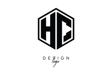 HC Polygon Monogram Logo – Modern Hexagon Shield Emblem for Creative Branding & Identity Design