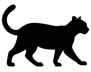 Cat Walking Silhouette Vector Illustration Minimal Black and White Feline Design
