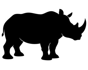 Rhino Charging Silhouette Vector Illustration Minimal Black and White Powerful Animal Design
