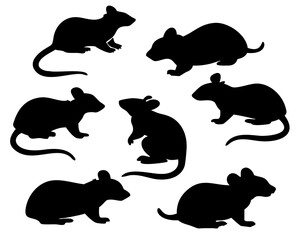 Rats and Mice Silhouettes Vector Illustration Minimal Black and White Design of Rodents

