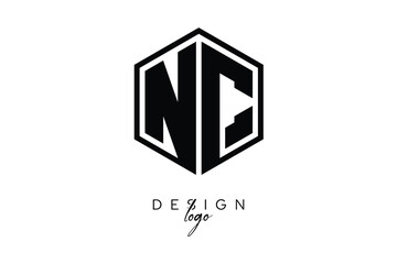 NC Polygon Monogram Logo – Modern Hexagon Shield Emblem for Creative Branding & Identity Design
