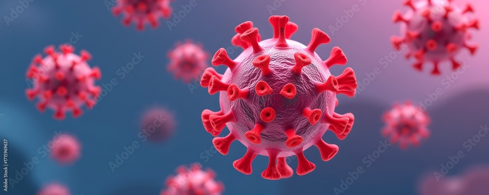 Poster a detailed image of several viruses, highlighting their microscopic structure and menacing appearanc