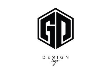 GD Polygon Monogram Logo – Modern Hexagon Shield Emblem for Creative Branding & Identity Design