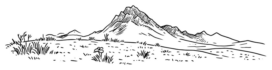 Fototapeta premium mountain range landscape line art