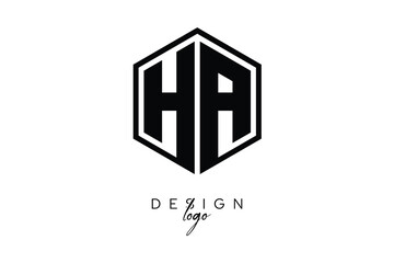 HA Polygon Monogram Logo – Modern Hexagon Shield Emblem for Creative Branding & Identity Design