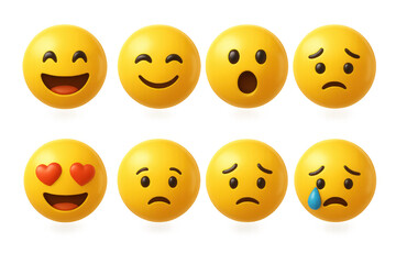 Colorful 3d emoji set featuring various expressions