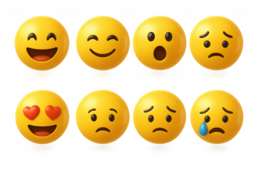 Colorful 3d emoji set featuring various expressions