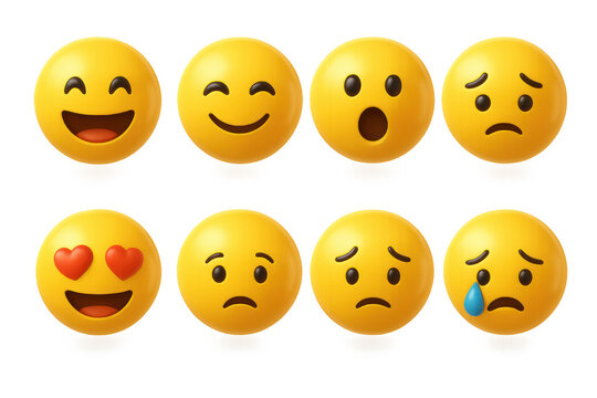 Colorful 3d emoji set featuring various expressions - Powered by Adobe