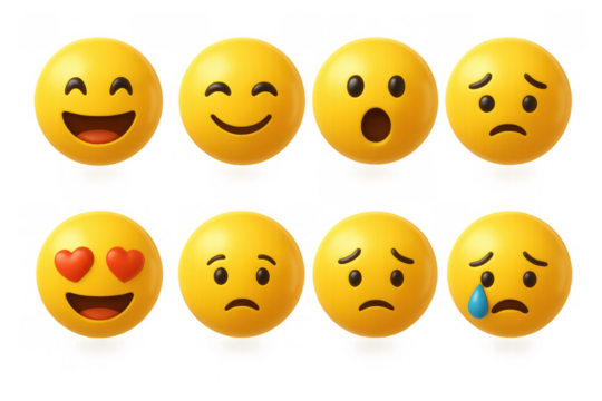 Colorful 3d emoji set featuring various expressions - Powered by Adobe