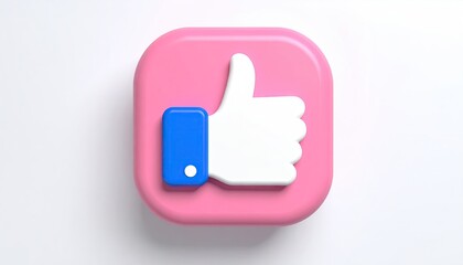 3D Pastel Pink Thumbs Up Icon